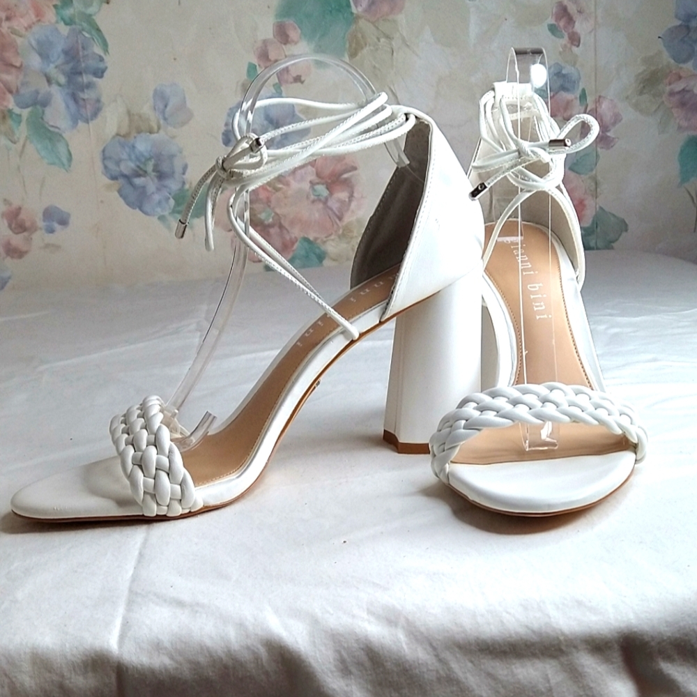 Gianni Bini White Block Heel Sandals